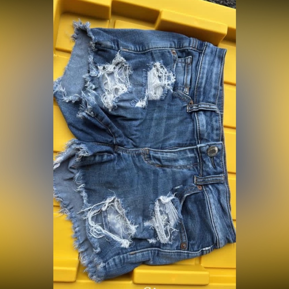 Distressed Blue Denim Shorts